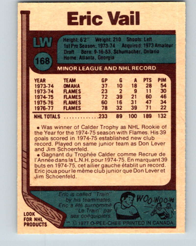 1977-78 O-Pee-Chee #168 Eric Vail Atlanta Flames V14098
