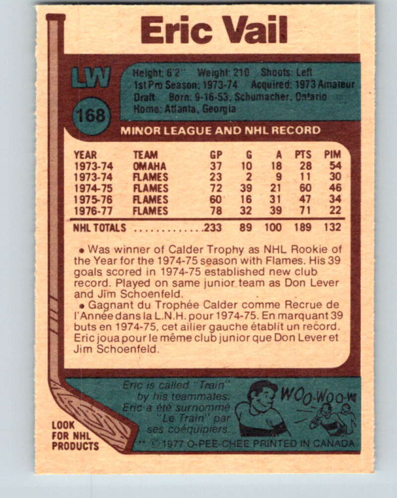 1977-78 O-Pee-Chee #168 Eric Vail Atlanta Flames V14099