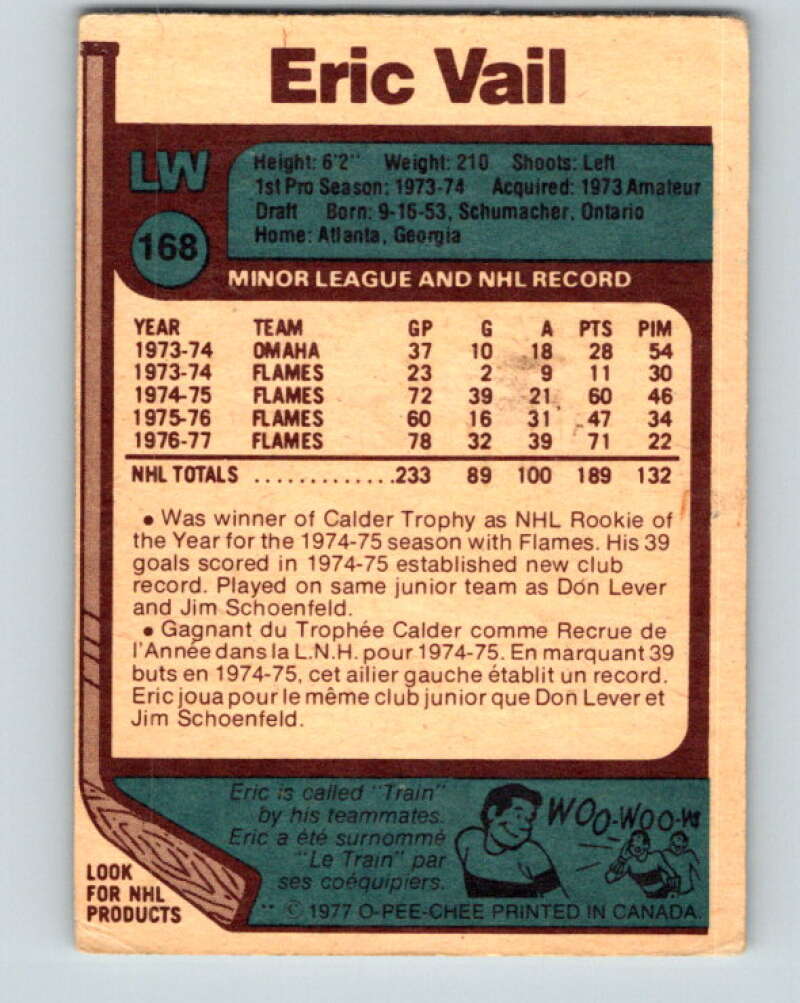 1977-78 O-Pee-Chee #168 Eric Vail Atlanta Flames V14103