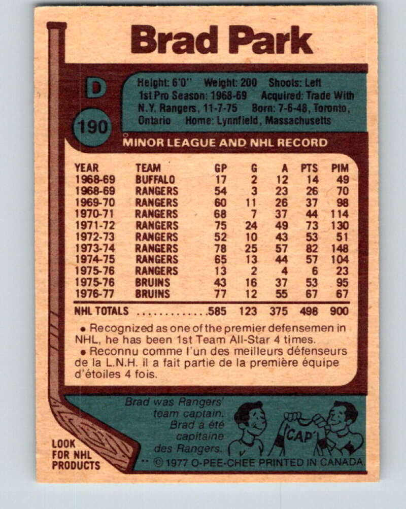 1977-78 O-Pee-Chee #190 Brad Park Boston Bruins V14262