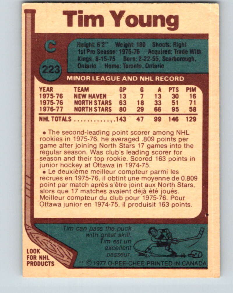 1977-78 O-Pee-Chee #223 Tim Young Minnesota North Stars V14517
