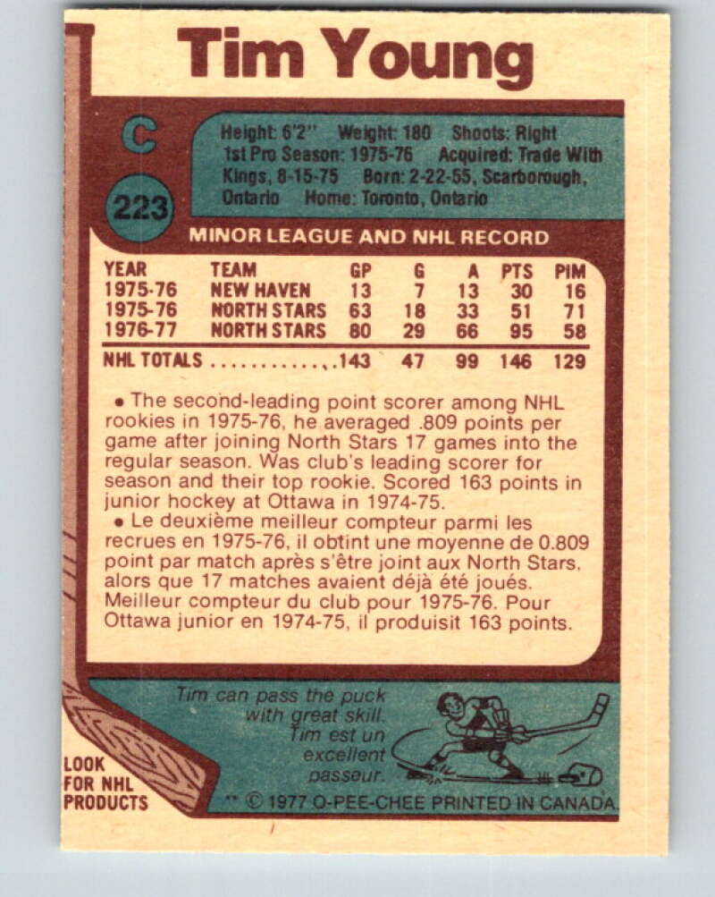 1977-78 O-Pee-Chee #223 Tim Young Minnesota North Stars V14518