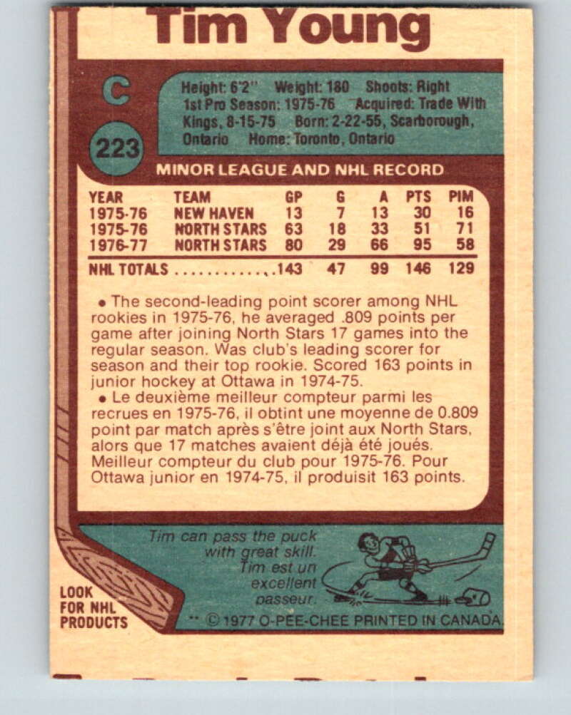 1977-78 O-Pee-Chee #223 Tim Young Minnesota North Stars V14519