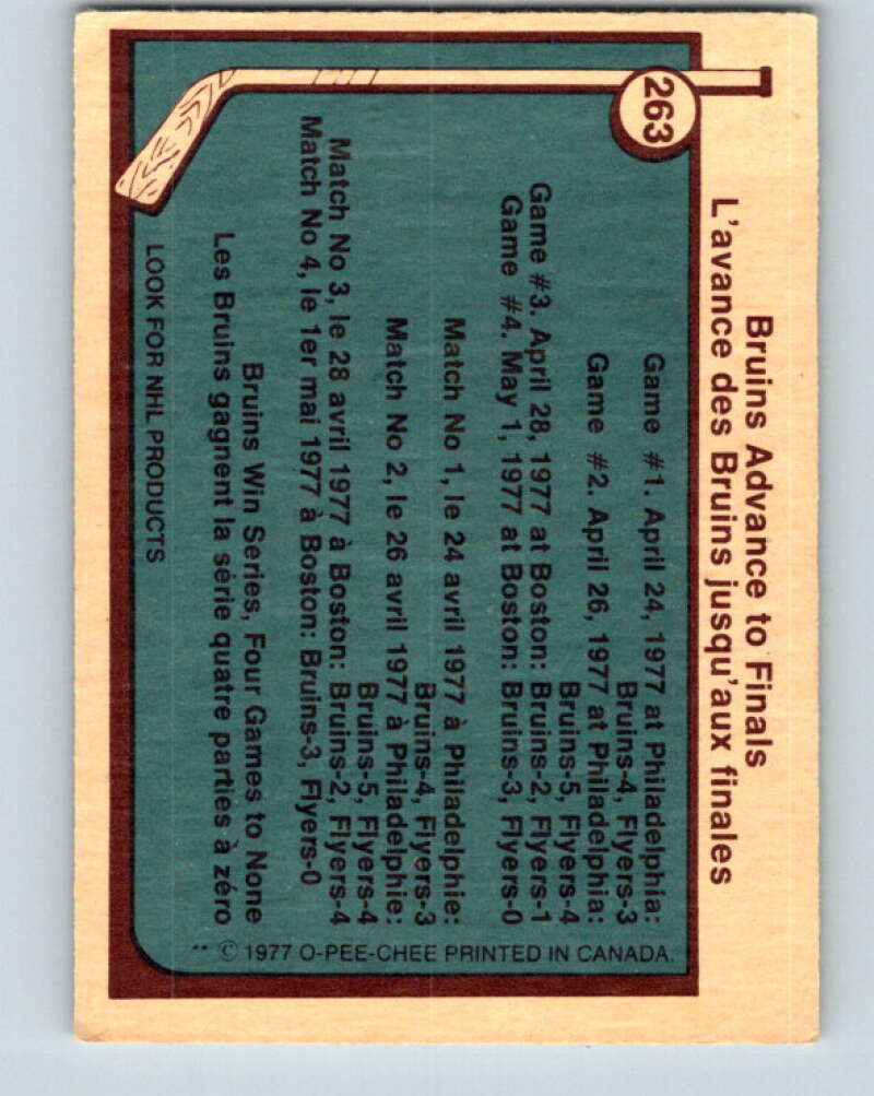 1977-78 O-Pee-Chee #263 Stanley Cup Semi-Finals Boston Bruins V14808