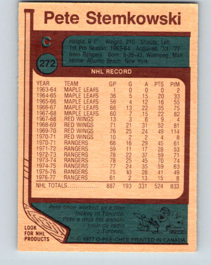 1977-78 O-Pee-Chee #272 Pete Stemkowski Los Angeles Kings V14867