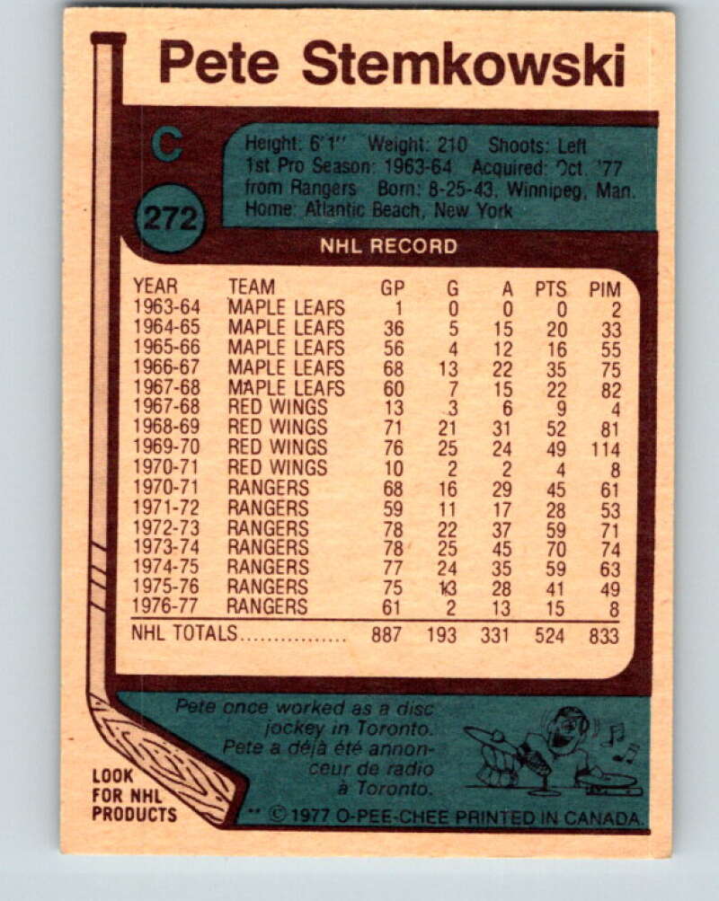 1977-78 O-Pee-Chee #272 Pete Stemkowski Los Angeles Kings V14872