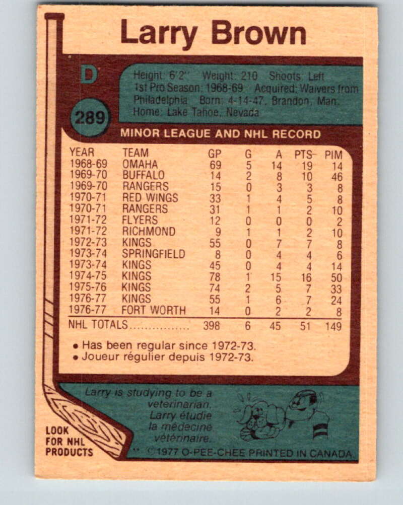 1977-78 O-Pee-Chee #289 Larry Brown Los Angeles Kings V14993