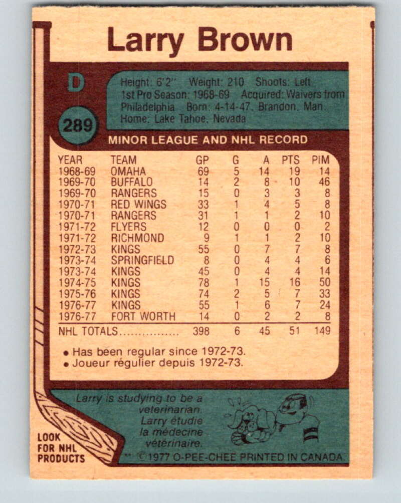 1977-78 O-Pee-Chee #289 Larry Brown Los Angeles Kings V14994