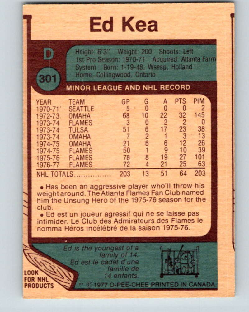 1977-78 O-Pee-Chee #301 Ed Kea Atlanta Flames V15082