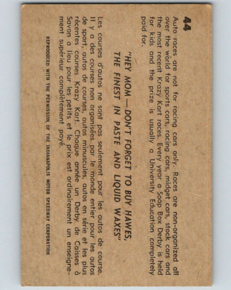 1960 Hawes Wax Indy #44 Tony Bettenhausen V16468