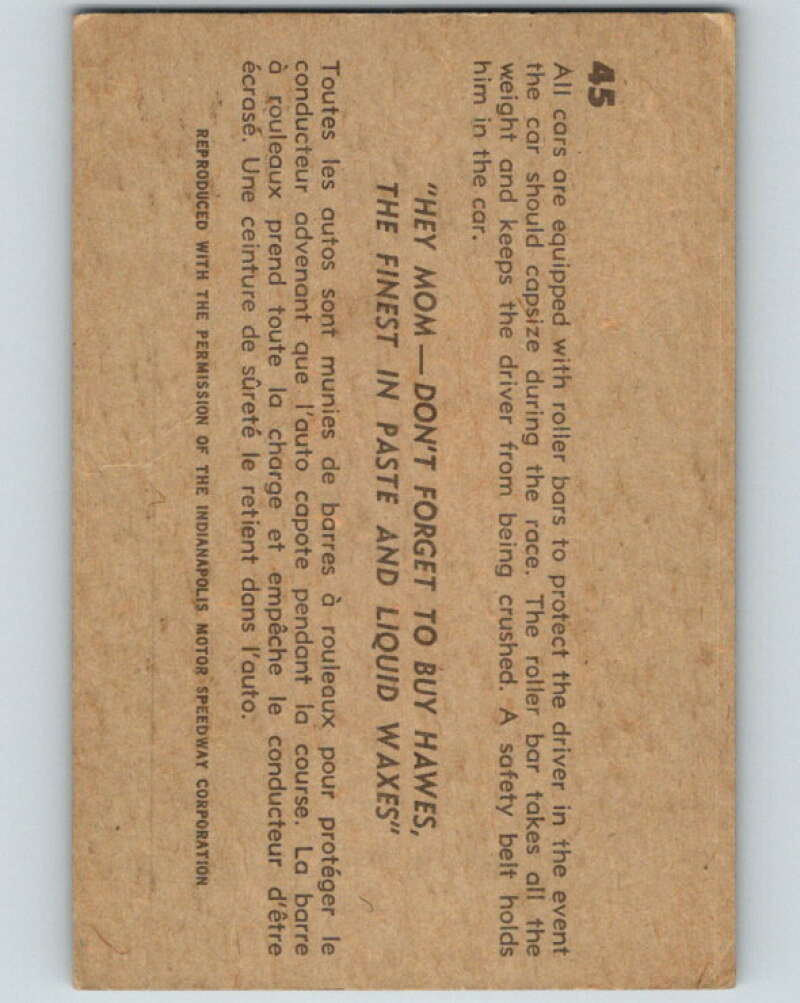 1960 Hawes Wax Indy #45 Roger & Joe V16469