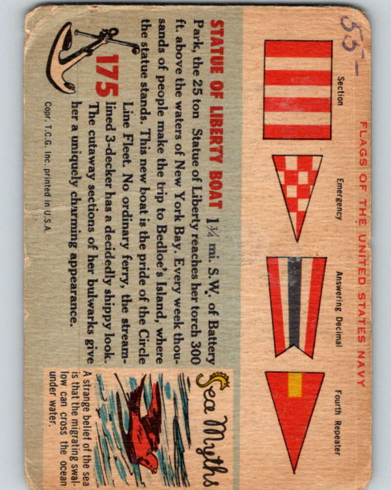 1955 Topps Rails and Sails #175 Miss Liberty V16474