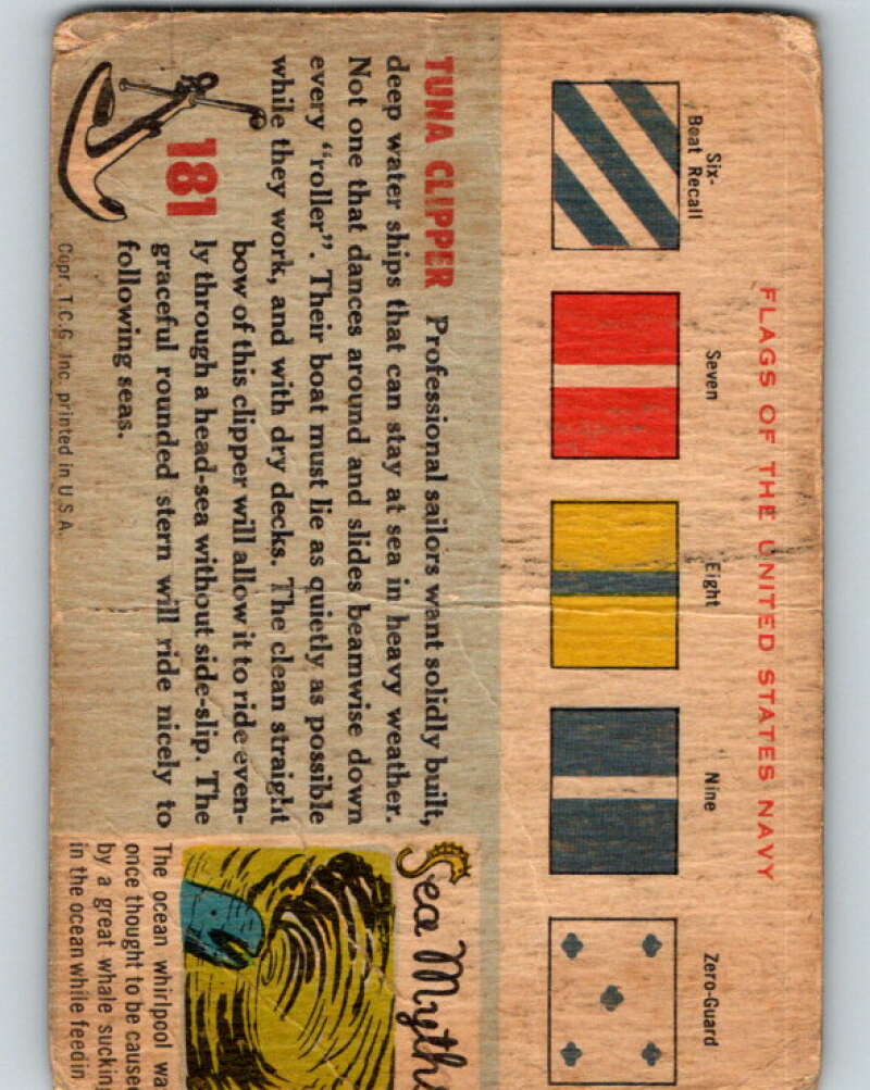 1955 Topps Rails and Sails #181 Tuna Clipper V16475