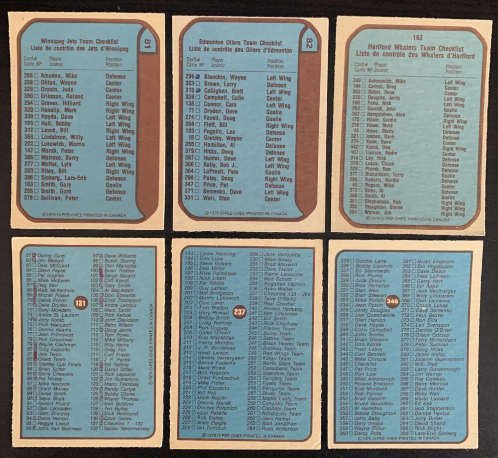 1979-80 O-Pee-Chee NHL Hockey Complete Set 1-396 Gretzky Rookie *0187