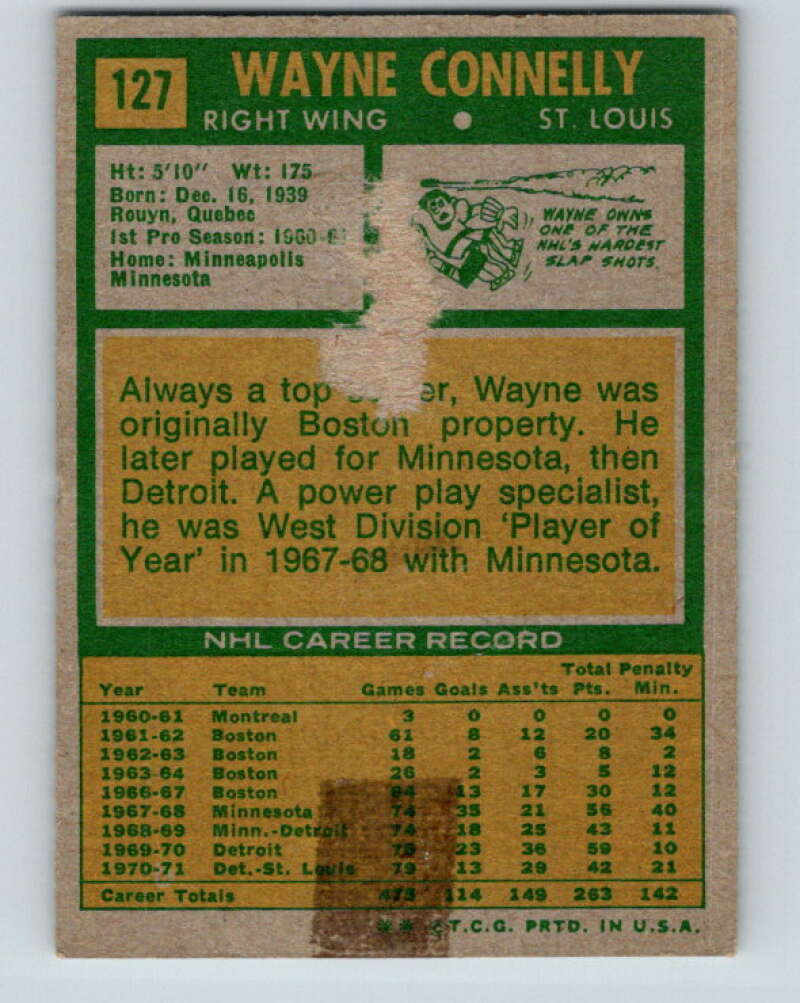1971-72 Topps #127 Wayne Connelly Vancouver Canucks V16546