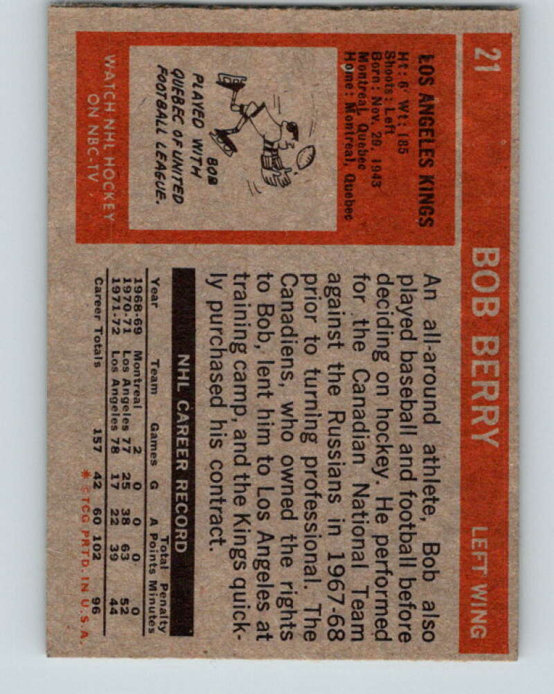 1972-73 Topps #21 Bob Berry Los Angeles Kings V16552