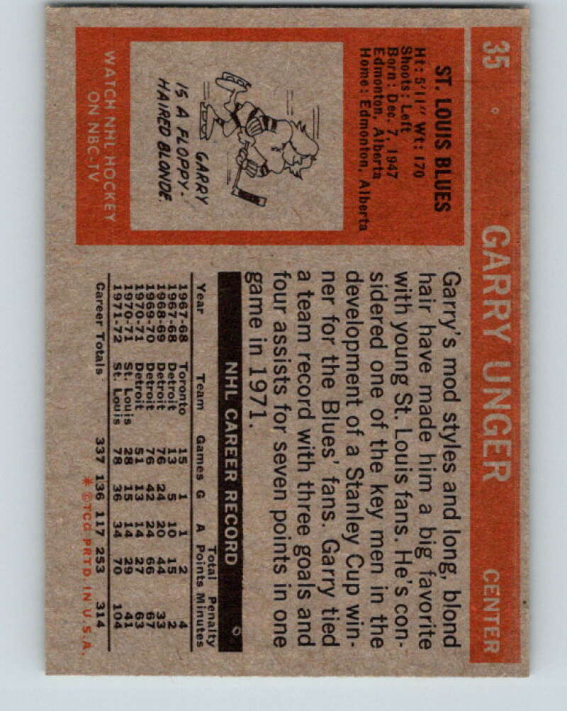 1972-73 Topps #35 Garry Unger St. Louis Blues V16555