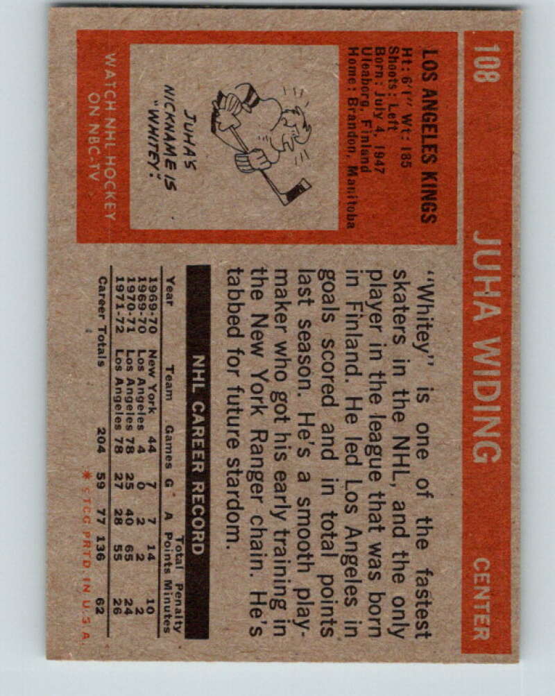 1972-73 Topps #108 Juha Widing Los Angeles Kings V16581