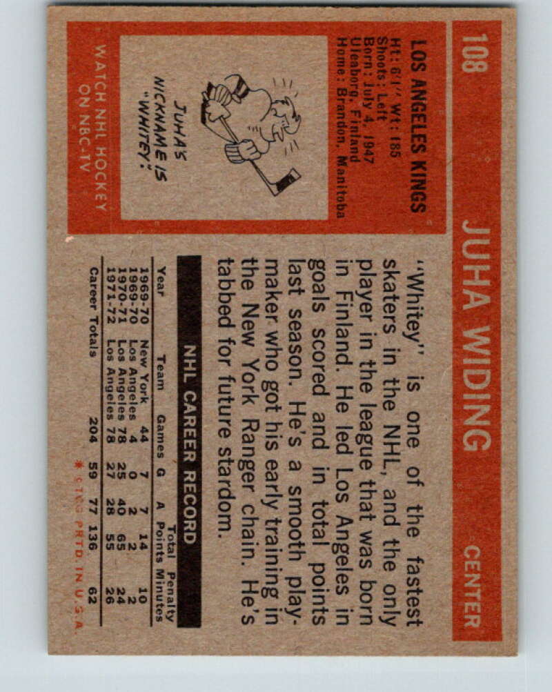 1972-73 Topps #108 Juha Widing Los Angeles Kings V16582
