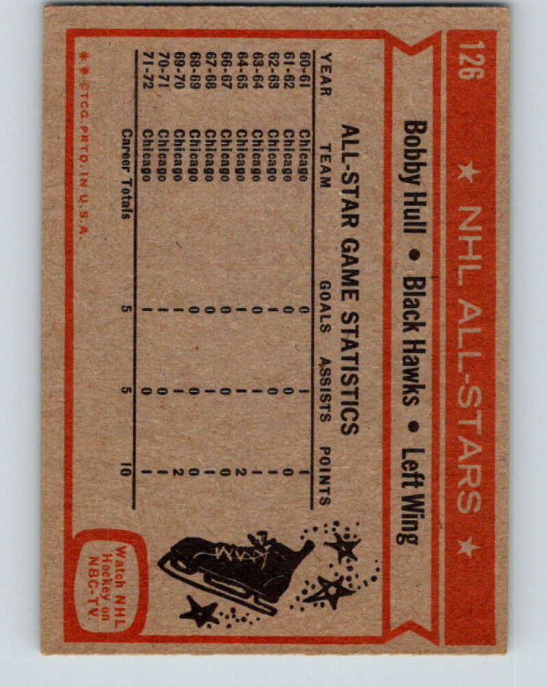 1972-73 Topps #126 Bobby Hull AS Chicago Blackhawks V16587