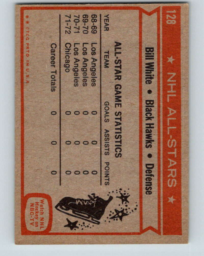 1972-73 Topps #128 Bill White AS Chicago Blackhawks V16588