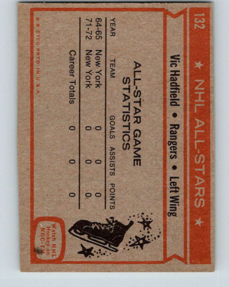 1972-73 Topps #132 Vic Hadfield AS New York Rangers V16590