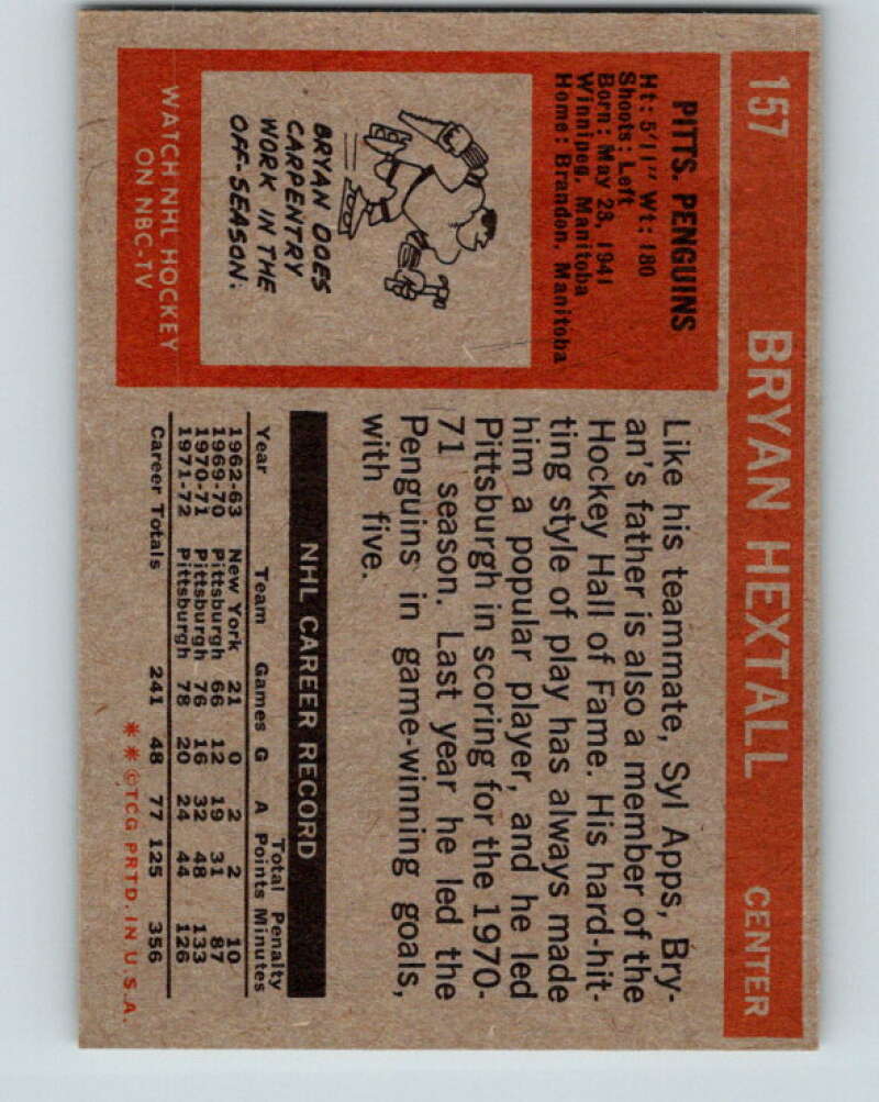 1972-73 Topps #157 Bryan Hextall Pittsburgh Penguins V16601