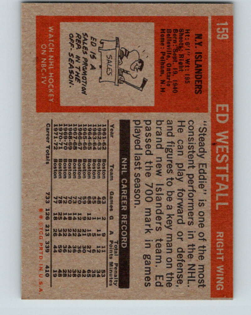 1972-73 Topps #159 Ed Westfall New York Islanders V16603
