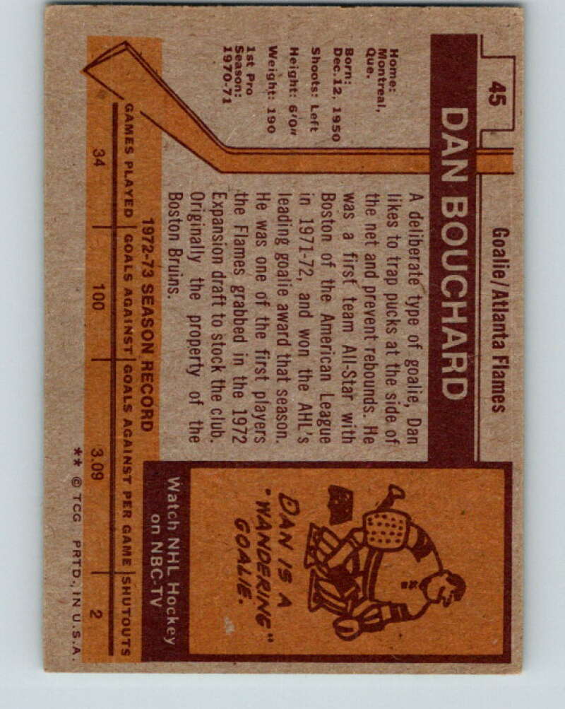 1973-74 Topps #45 Dan Bouchard Atlanta Flames V16630