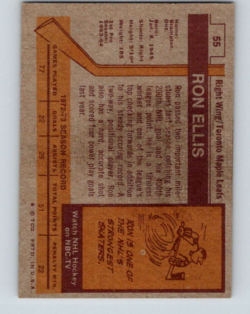 1973-74 Topps #55 Ron Ellis Toronto Maple Leafs V16636
