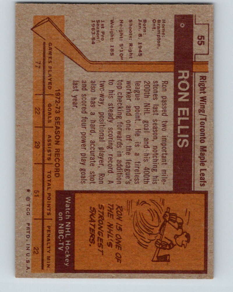 1973-74 Topps #55 Ron Ellis Toronto Maple Leafs V16637
