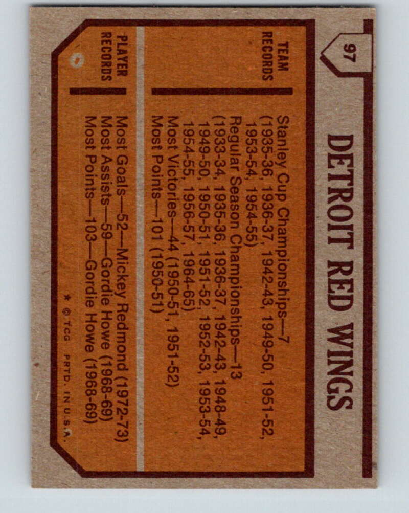1973-74 Topps #97 Red Wings Team Detroit Red Wings V16658