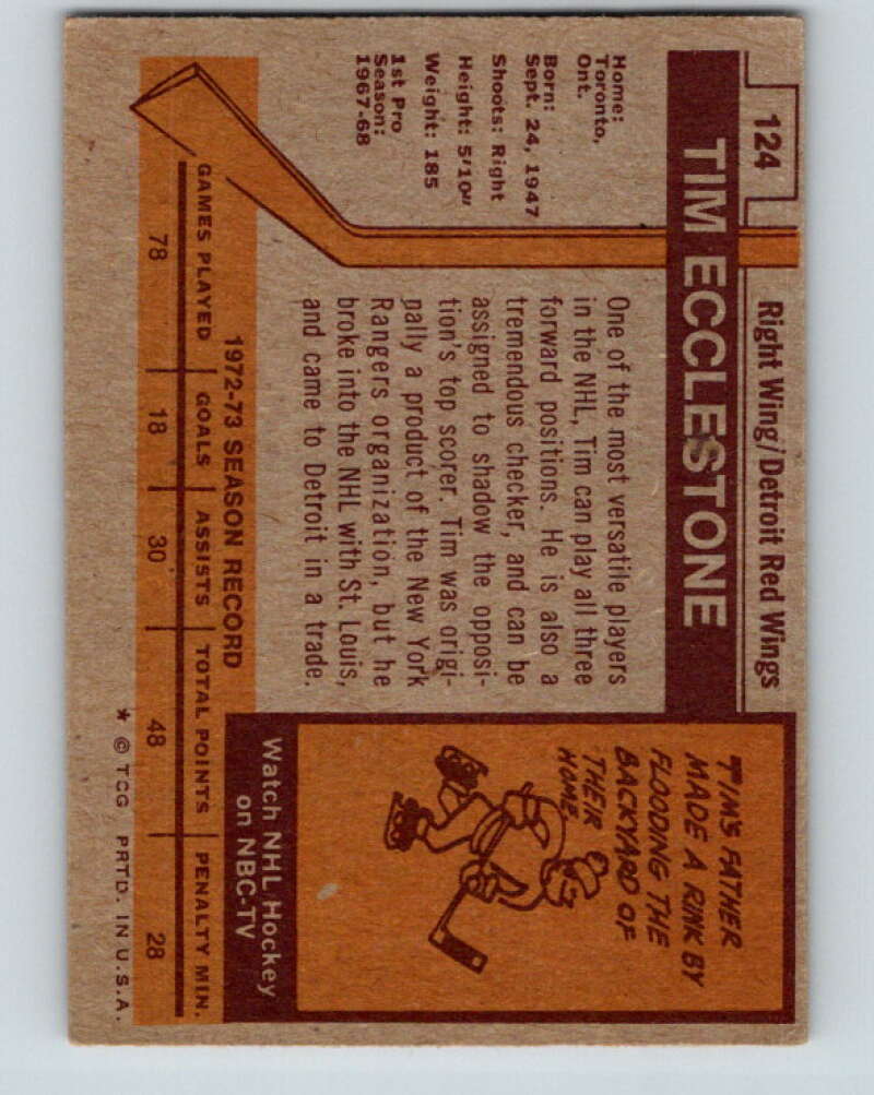 1973-74 Topps #124 Tim Ecclestone Detroit Red Wings V16669