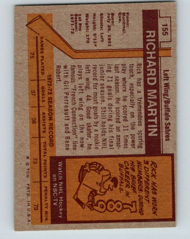 1973-74 Topps #155 Rick Martin Buffalo Sabres V16677