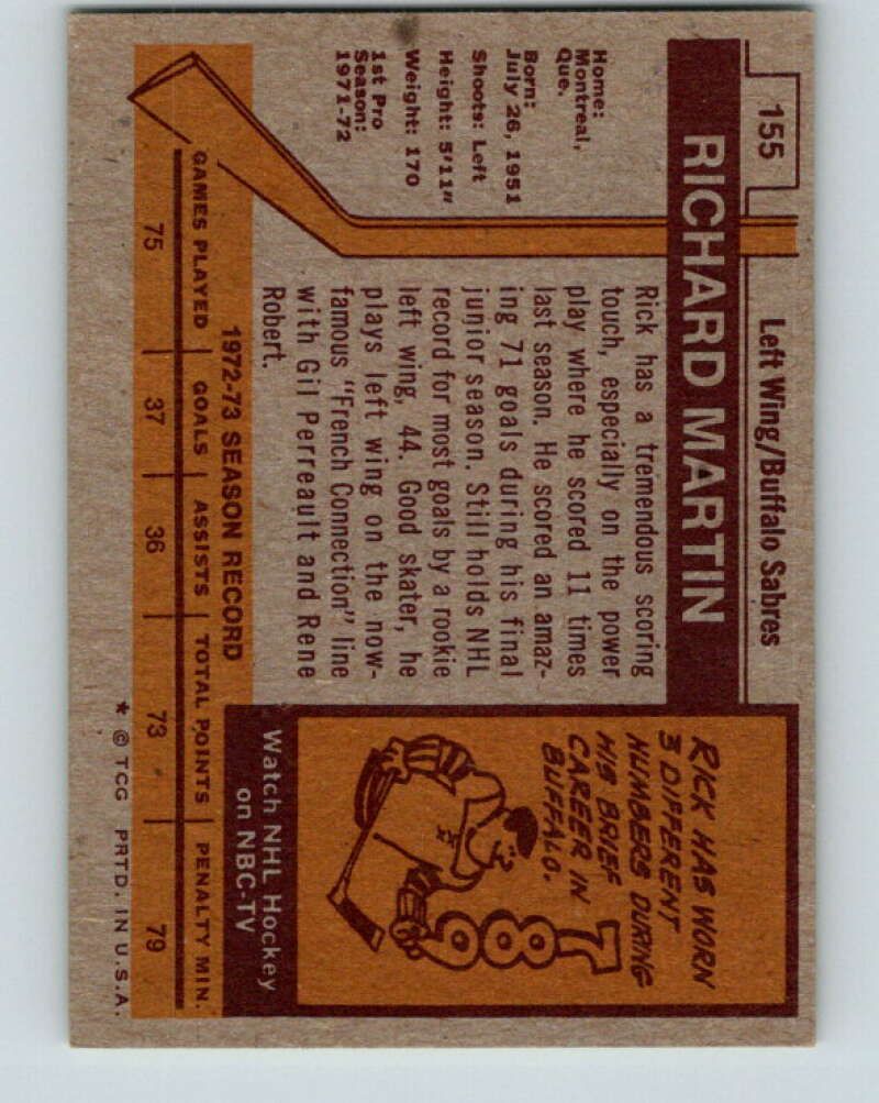 1973-74 Topps #155 Rick Martin Buffalo Sabres V16678