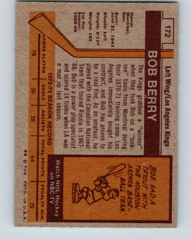 1973-74 Topps #172 Bob Berry Los Angeles Kings V16687