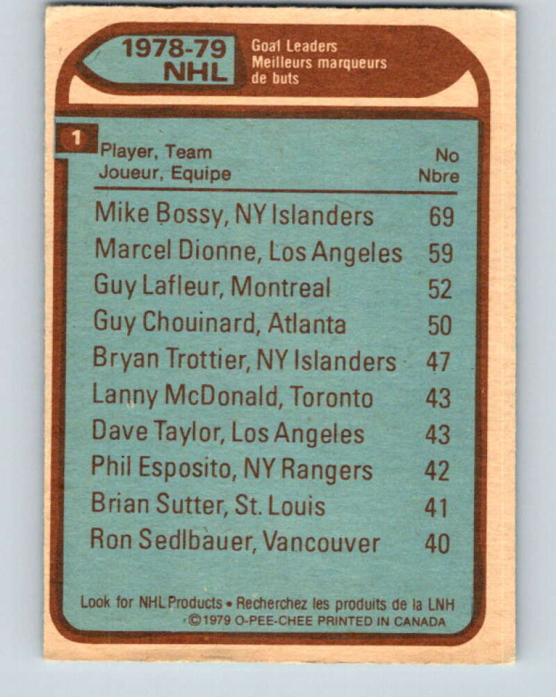 1979-80 O-Pee-Chee #1 Bossy/Dionne/Lafleur LL V16701