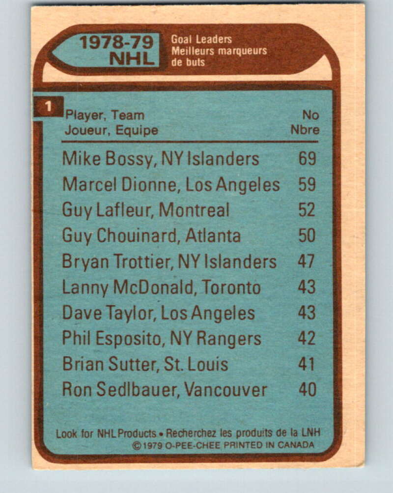 1979-80 O-Pee-Chee #1 Bossy/Dionne/Lafleur LL V16702
