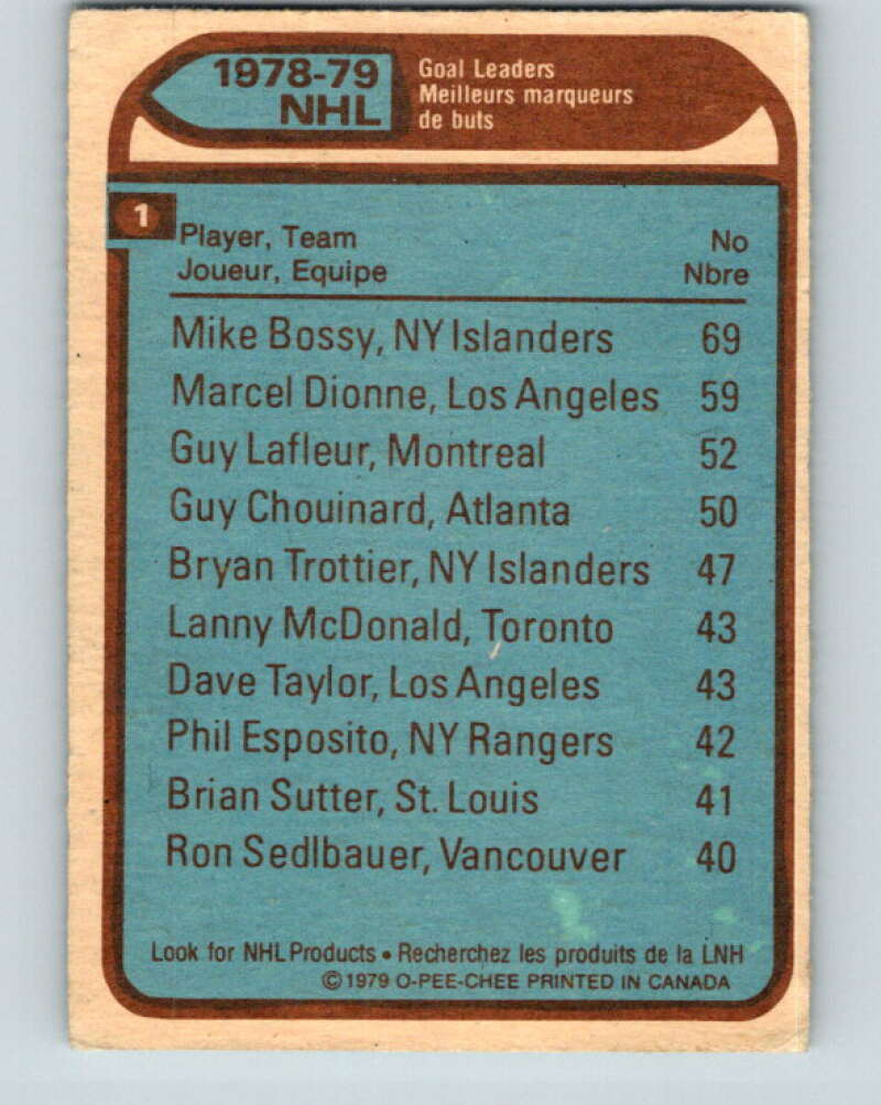1979-80 O-Pee-Chee #1 Bossy/Dionne/Lafleur LL V16707