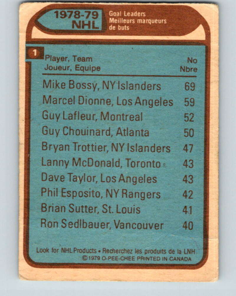 1979-80 O-Pee-Chee #1 Bossy/Dionne/Lafleur LL V16708