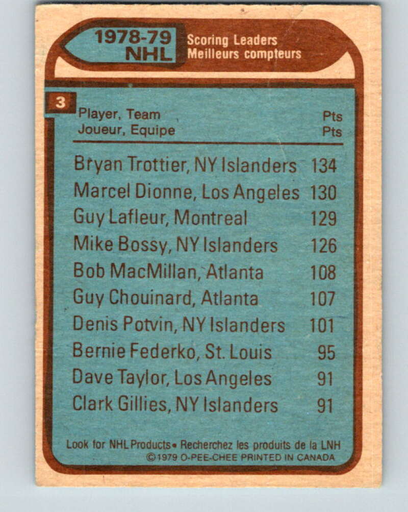 1979-80 O-Pee-Chee #3 Trottier/Dionne/Lafleur LL V16731