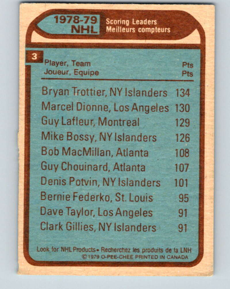1979-80 O-Pee-Chee #3 Trottier/Dionne/Lafleur LL V16732