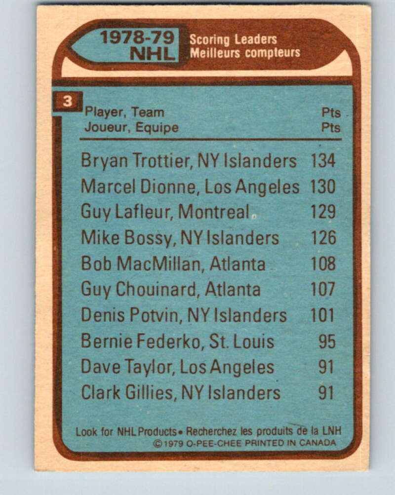 1979-80 O-Pee-Chee #3 Trottier/Dionne/Lafleur LL V16733