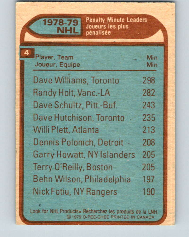 1979-80 O-Pee-Chee #4 Williams/Holt/Schultz LL V16743