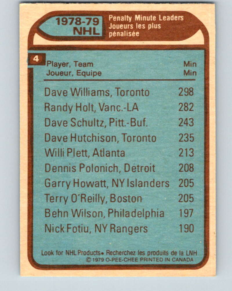 1979-80 O-Pee-Chee #4 Williams/Holt/Schultz LL V16744