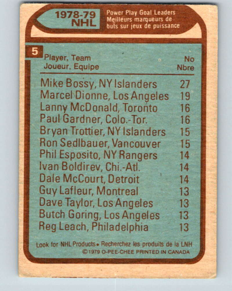 1979-80 O-Pee-Chee #5 Bossy/Dionne/McDonald/Gardner V16750