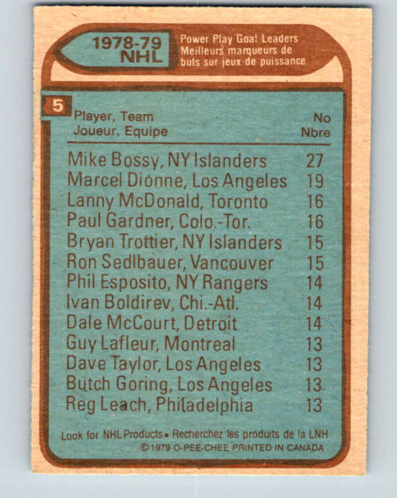 1979-80 O-Pee-Chee #5 Bossy/Dionne/McDonald/Gardner V16751