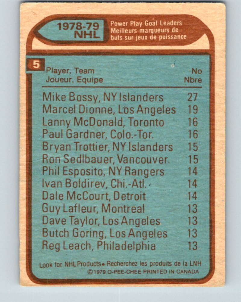 1979-80 O-Pee-Chee #5 Bossy/Dionne/McDonald/Gardner V16753