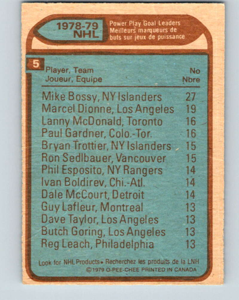 1979-80 O-Pee-Chee #5 Bossy/Dionne/McDonald/Gardner V16758