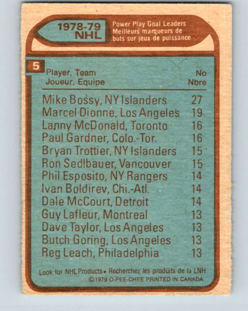 1979-80 O-Pee-Chee #5 Bossy/Dionne/McDonald/Gardner V16759